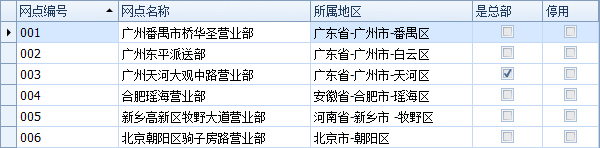 傲藍物流軟件-公司網點列表界面